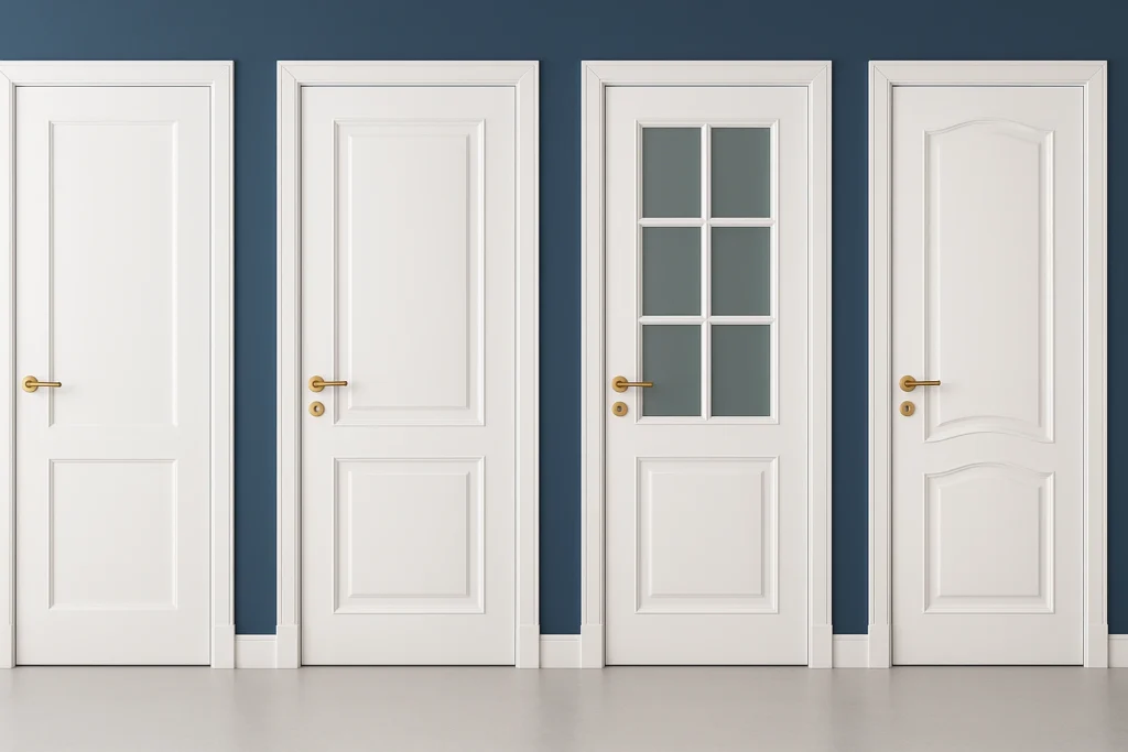 Modelos puertas lacadas blancas molduras vidrio diseños