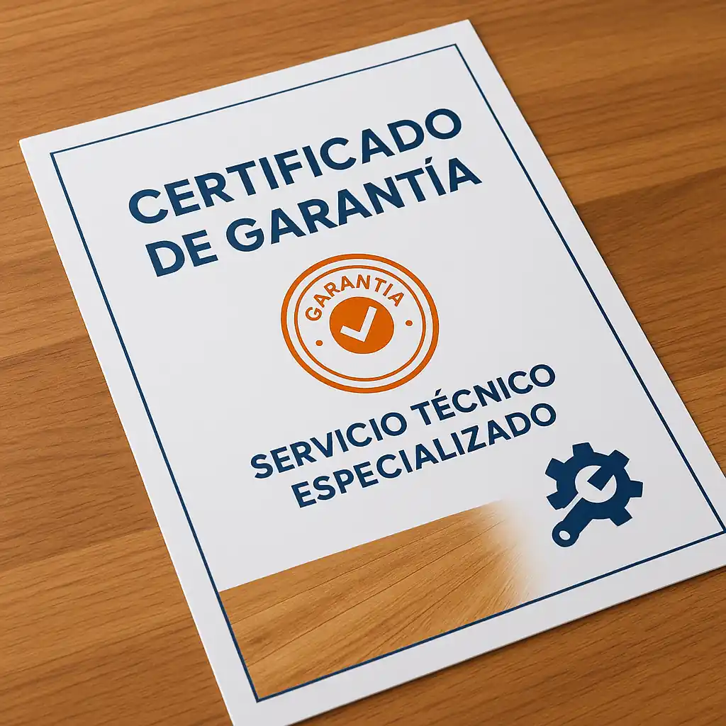 Certificado de garantía de tarimas y servicio técnico