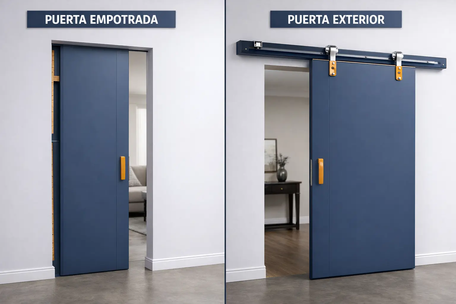 Comparativa sistemas de puertas correderas profesionales Diferentes tipos de puertas correderas interior empotradas y exteriores